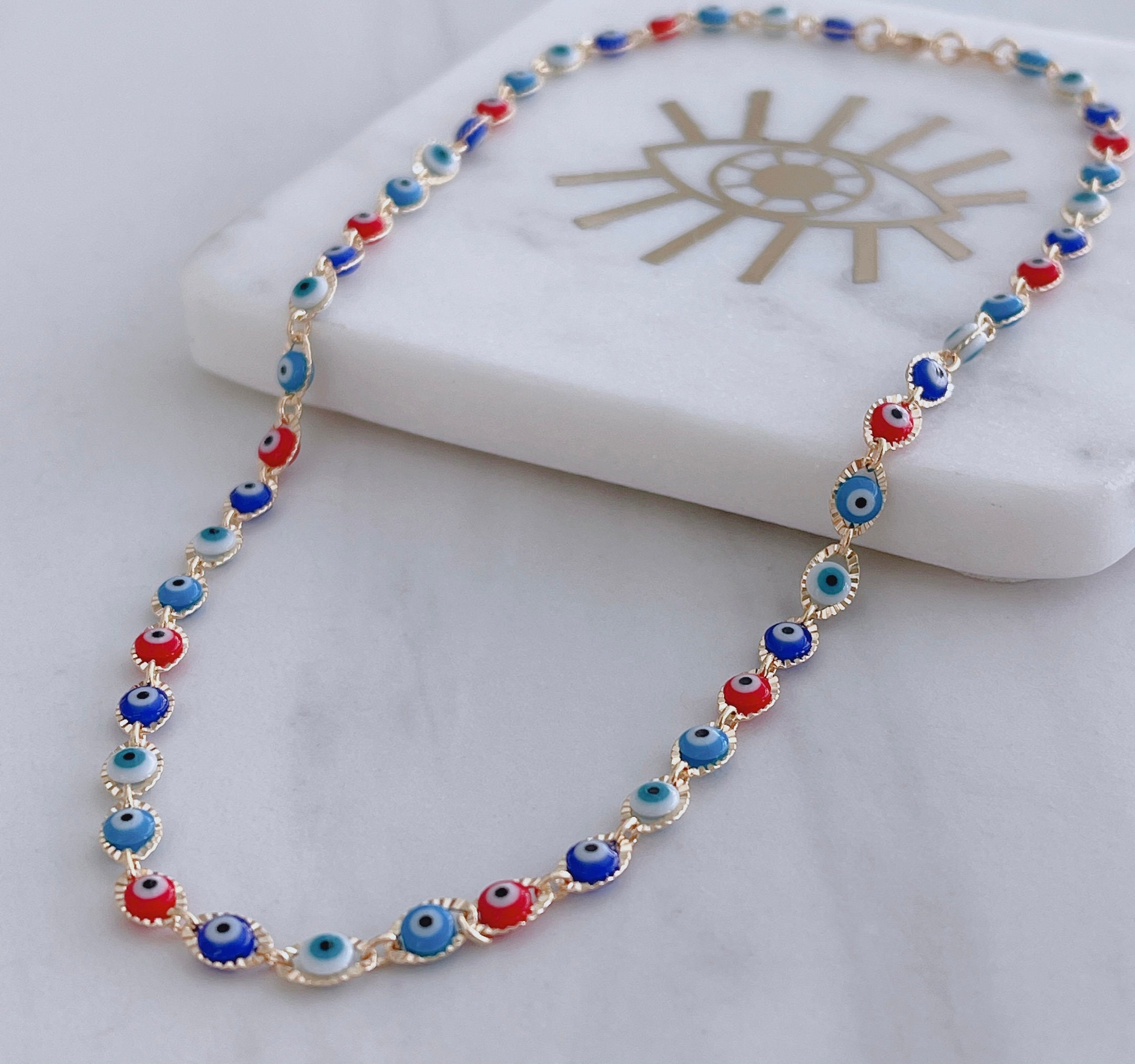 Evil Eye Chain Necklace, Lucky Eye Necklace, Amulet Chain Necklace ...