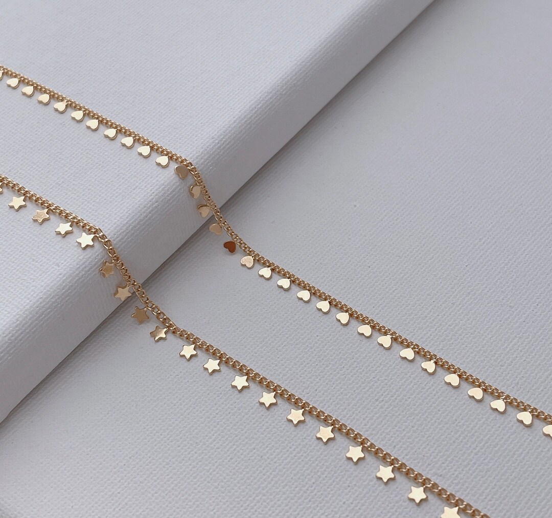18k Gold Filled Chain Necklace, Dainty Chain Necklace, Heart Chain ...