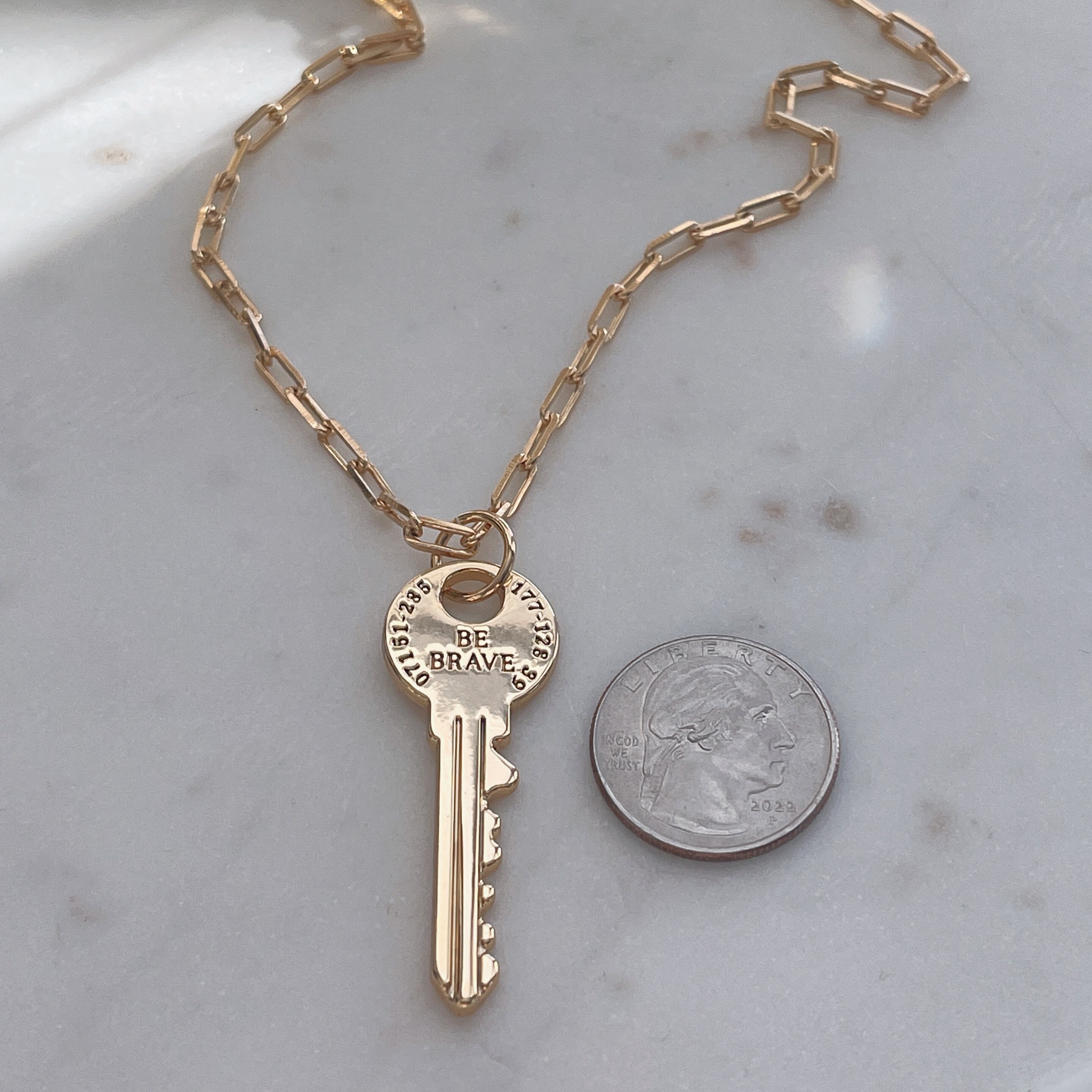 Gold Key Necklace Key Necklace Gold Pendant Gold Key Gold Etsy