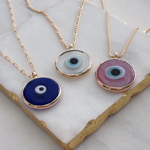 Evil Eye Necklace, Luck Eye Blue Necklace, Amulet Necklace, Good Lucky Eye Necklace, Gold Filled Evil Eye Necklace, Minimalist Necklace