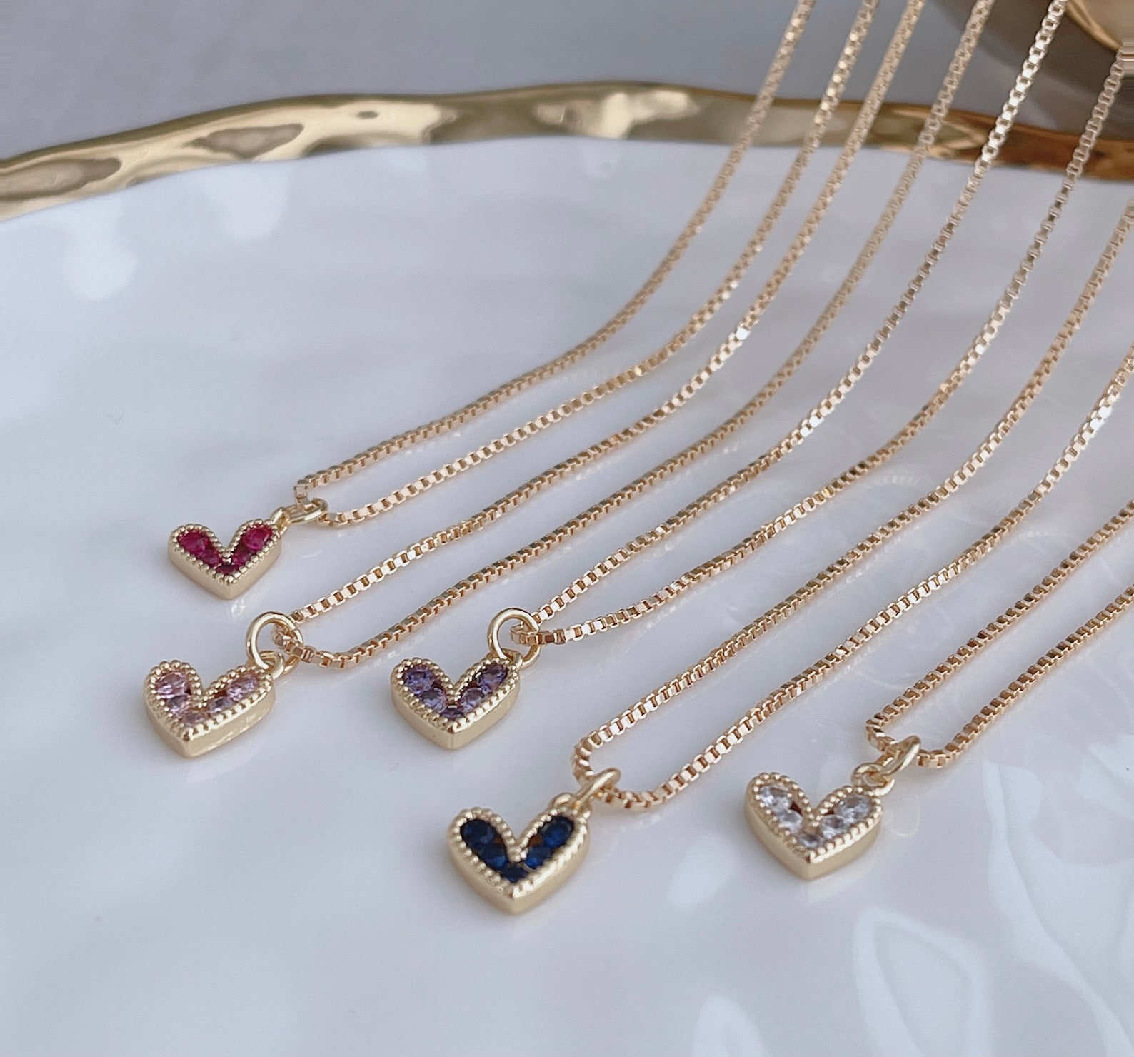Dainty Linked Heart Chain Necklace
