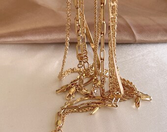 I'S ISAACSONG Layered Gold Chain Necklace Set – Cuban, Paper Clip & Snake Chains – Dainty Choker Set For Women