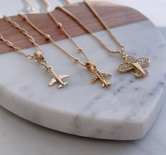 Gold Airplane Pendant Layered Necklace For Women Tiny Dainty Necklace airplane  pendant charms airplane necklace jewelry - AliExpress