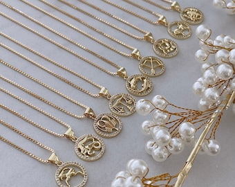 Zodiac Necklace, Horoscope Necklace, Signs Necklace, Astral Necklace, Astrological Necklace, Constellation Necklace, 18K Gold Filled