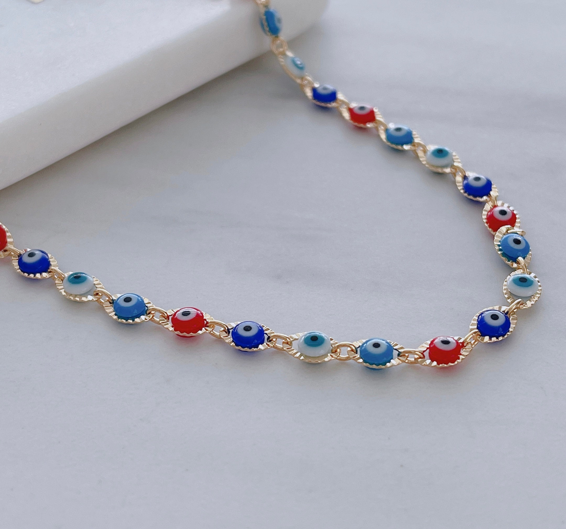 Evil Eye Chain Necklace Lucky Eye Necklace Amulet Chain Etsy