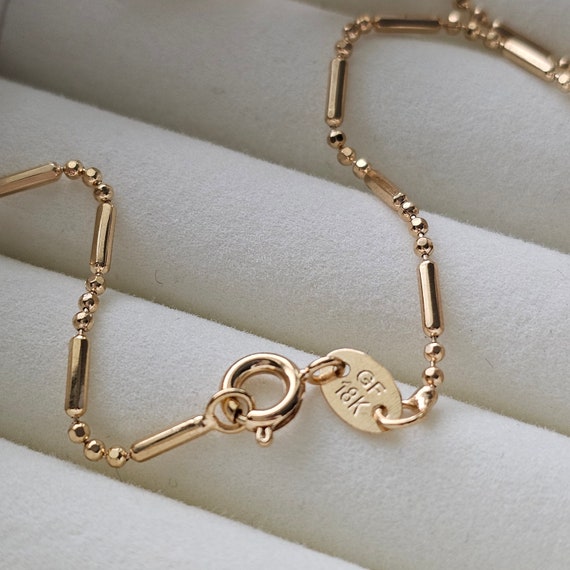 18k GF Gold Minimalist Chain Necklace, Tiny Gold Chain Necklace