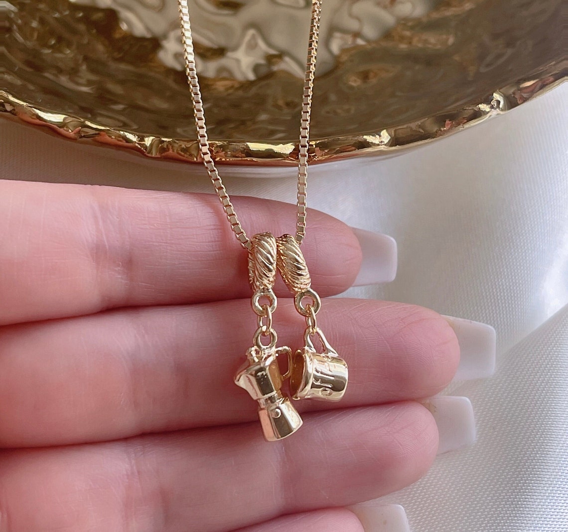 Coffee Cup Necklace Coffee Maker Necklace Coffee Necklace Etsy