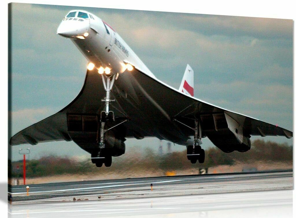 Ba Concorde Supersonic Jet Landing Canvas Wall Art Picture - Etsy Denmark