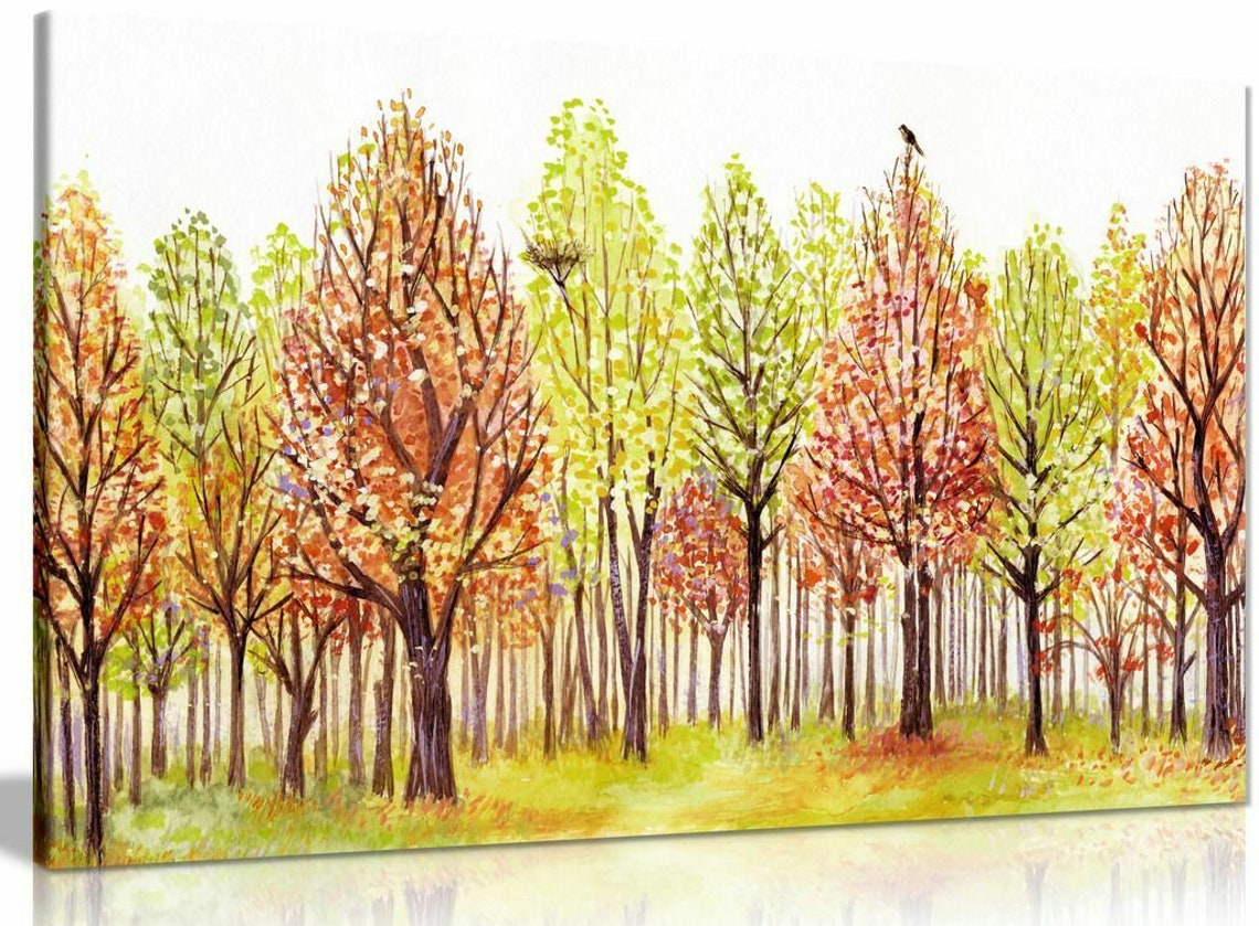 Wall Pictures for Living Room Trees Painting Canvas Wall Art - Etsy UK