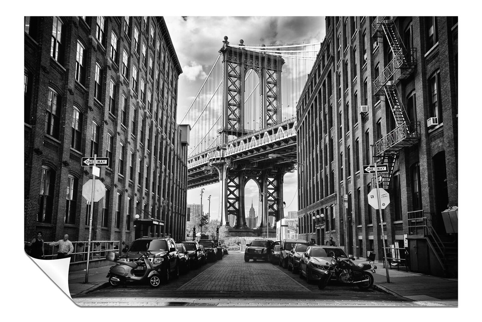 Black & white alley architektonisches brooklyn brücke poster wand kunst  wohnkultur