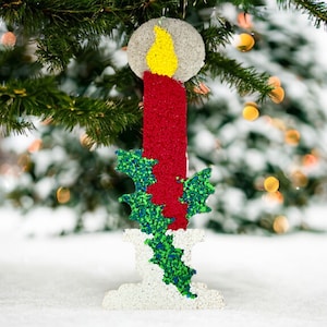Lot of 13 Vintage MELTED PLASTIC SNOWFLAKES Ornaments + Ceramic Santa  Ornament +