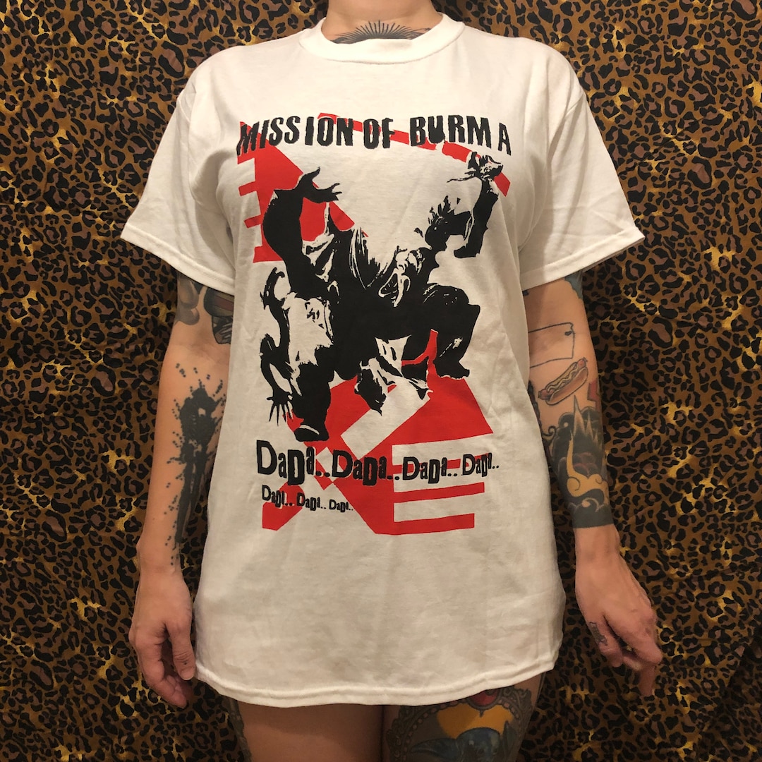 Mission of Burma Band Shirt, Boston Post-punk, Black & Red Print