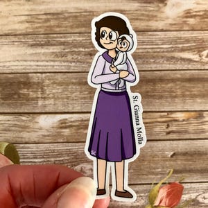 St. Gianna Molla Matte Sticker, Catholic Stickers, Saint Stickers, Catholic Saint Stickers, Catholic Saints, Catholic Gifts