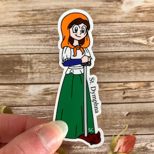 Sticker mat St. Dympna, Stickers catholiques, Stickers saints, Stickers saints catholiques, Saints catholiques, Cadeaux catholiques, Autocollants en vinyle
