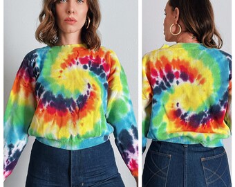 Vintage 1980’s “Genetic Genes” Tie Dye Crop Sweater