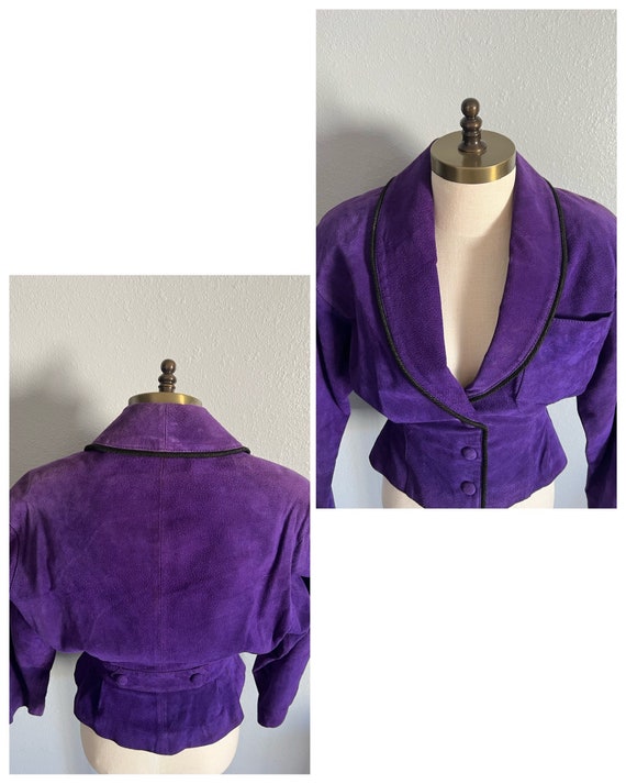 Vintage 1980’s “I.O.U. Leather” Purple Suede Jack… - image 6