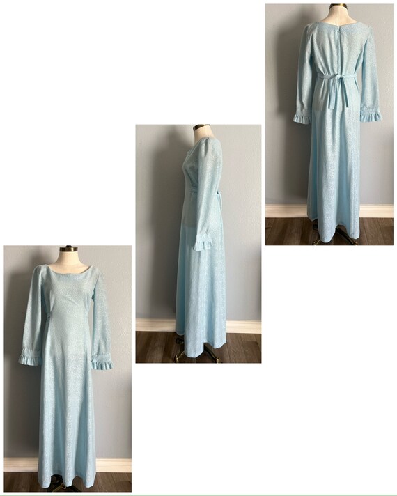 Vintage 196’s Baby Blue Paisley Maxi Dress - image 4