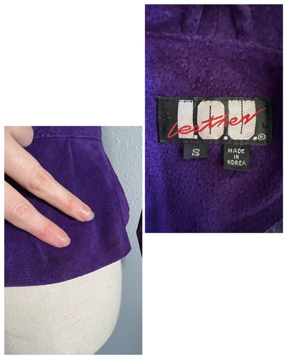 Vintage 1980’s “I.O.U. Leather” Purple Suede Jack… - image 10