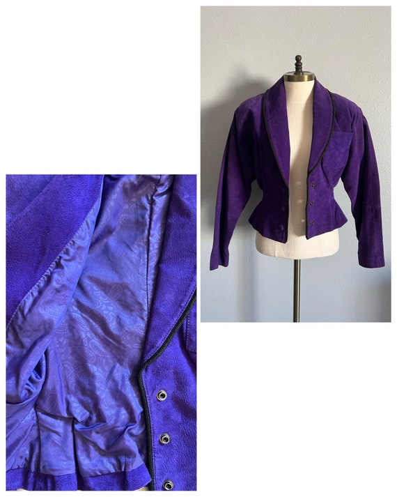 Vintage 1980’s “I.O.U. Leather” Purple Suede Jack… - image 8