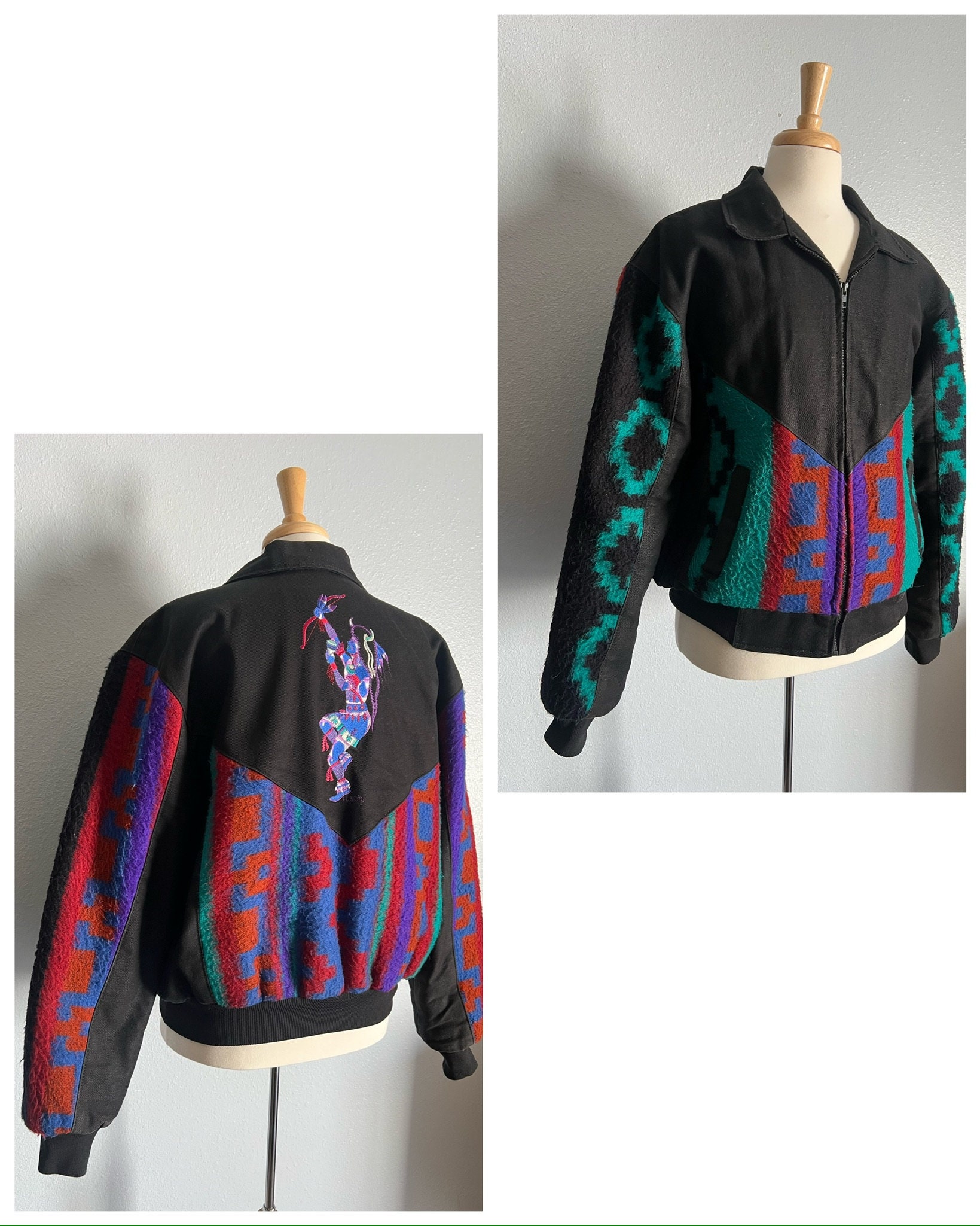 Vintage 1990's “buffalo Nickle” Colorful Aztec Pattern Jacket With