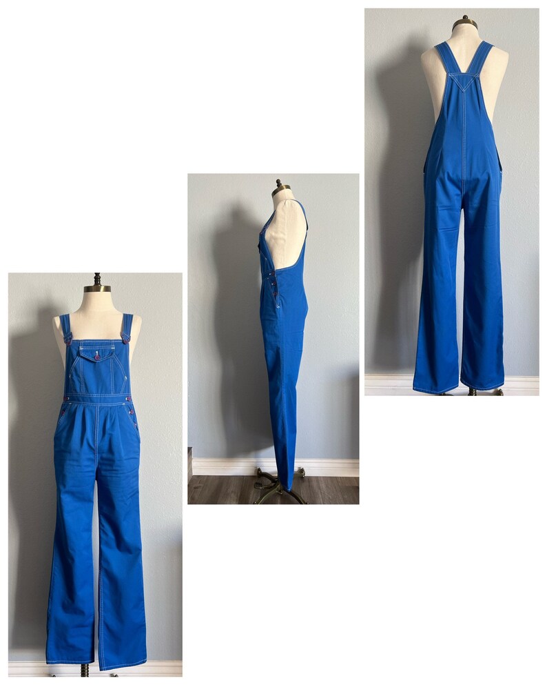 Vintage 1990s Bright Blue Overalls With White Stitching Etsy