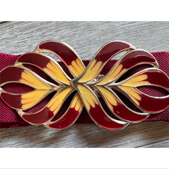 Vintage 1970’s Red and Gold Leaf Belt - image 6