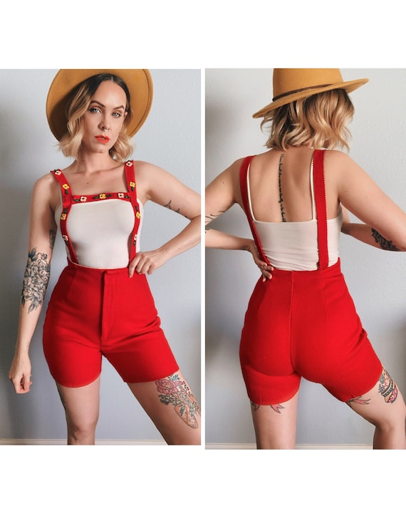 Vintage 1960’s Red Overall Shorts - image 1