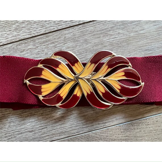 Vintage 1970’s Red and Gold Leaf Belt - image 5