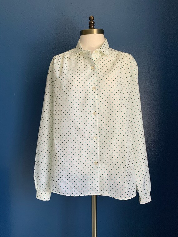 Vintage 1970s “Cape Cod” Polka Dot Blouse - image 4