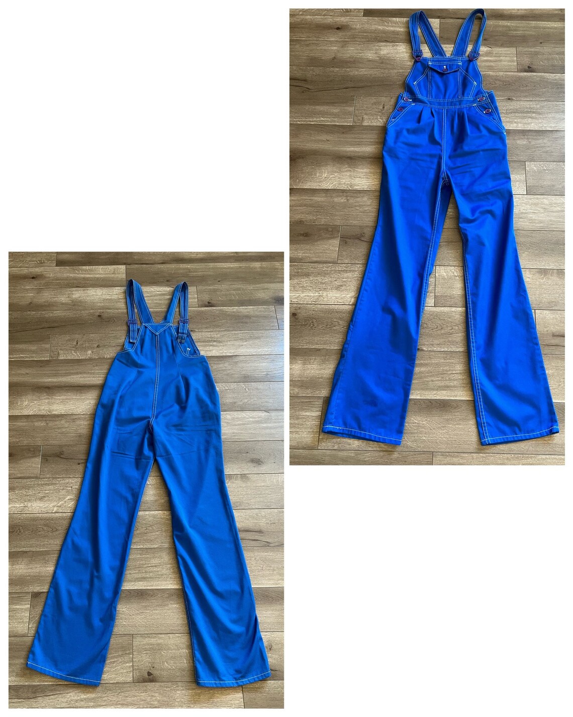 Vintage 1990s Bright Blue Overalls With White Stitching Etsy