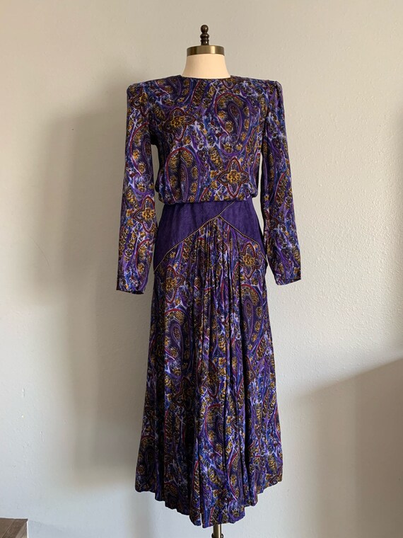 Vintage 1980’s Purple “Cynthia Howie” Dress - image 4