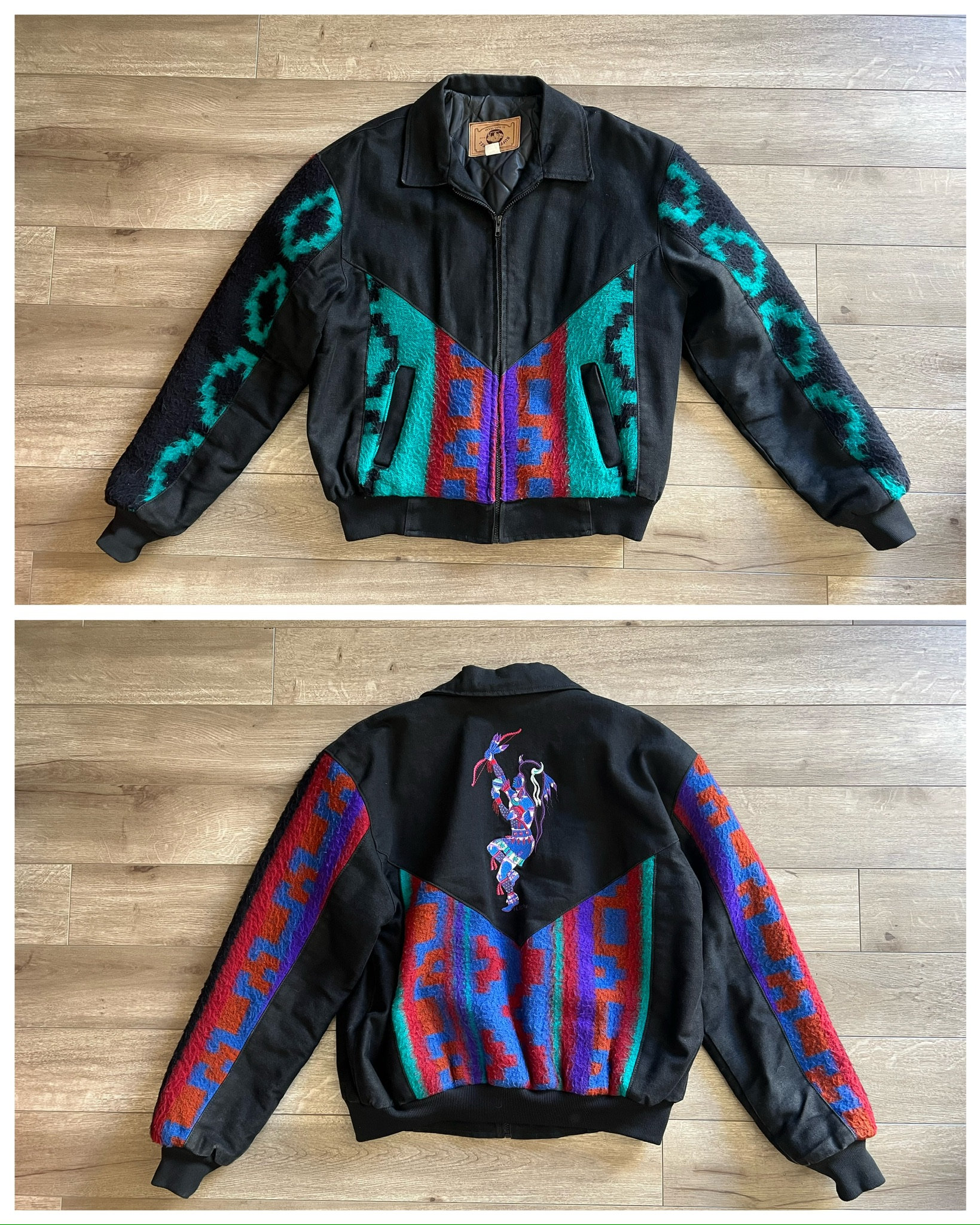 Vintage 1990's “buffalo Nickle” Colorful Aztec Pattern Jacket With