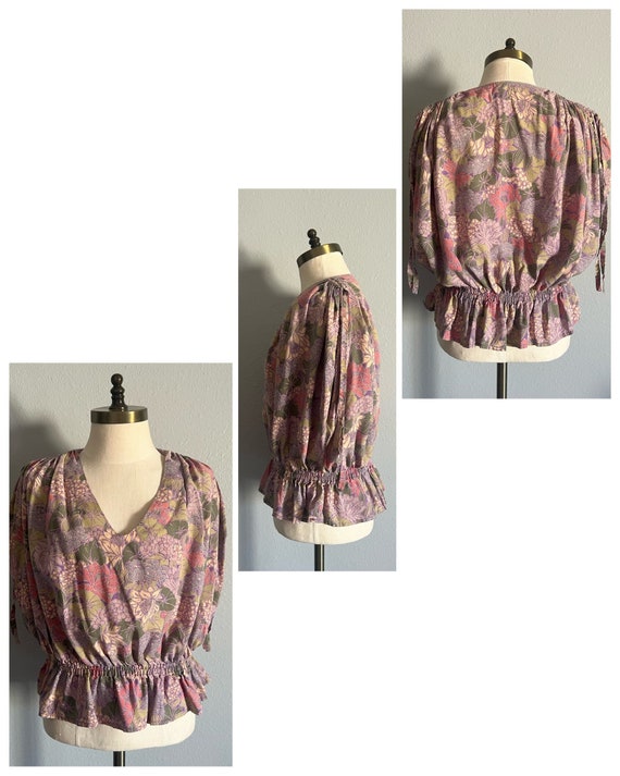 Vintage 1970’s Handmade Pastel Floral Two Piece B… - image 5
