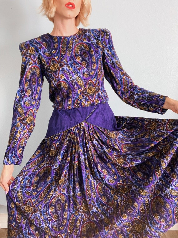 Vintage 1980’s Purple “Cynthia Howie” Dress - image 2
