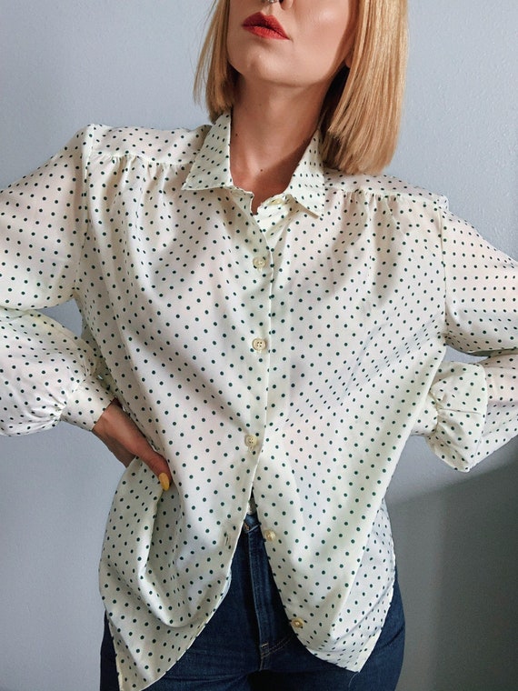 Vintage 1970s “Cape Cod” Polka Dot Blouse - image 2