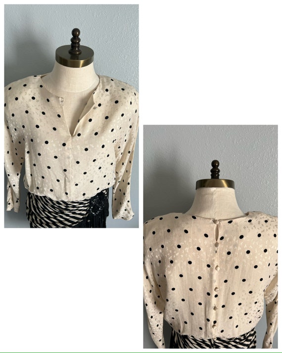 Vintage 1980s “Bullock’s” Black & White Polka Dot… - image 6