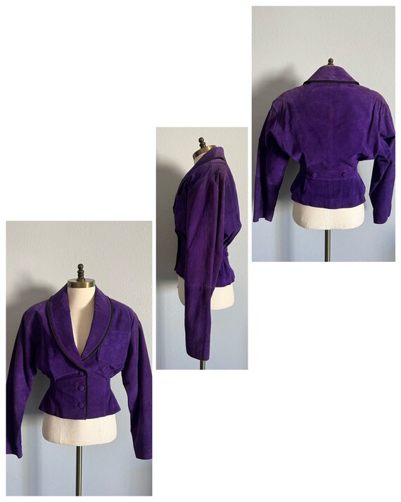 Vintage 1980’s “I.O.U. Leather” Purple Suede Jack… - image 4