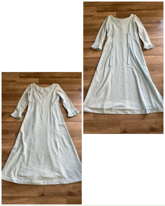 Vintage 196’s Baby Blue Paisley Maxi Dress - image 8