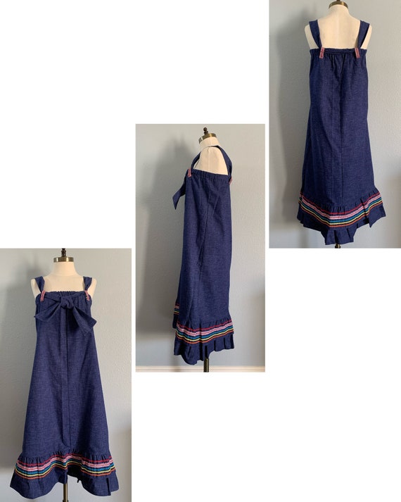 Vintage 1960’s Denim Dress / Skirt with Rainbow E… - image 4