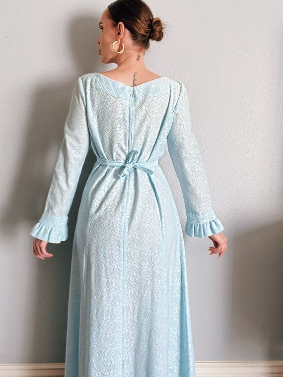 Vintage 196’s Baby Blue Paisley Maxi Dress - image 3