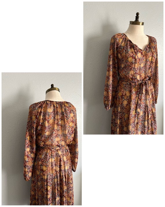 Vintage 1970s “Cora’s Closet” Brown Dress with Fl… - image 5