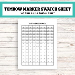 Printable Tombow Marker Swatch Chart, 108 Dual Brush Marker Color Swatching Sheet