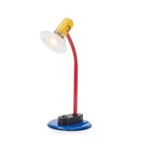 PostModern Memphis style Gooseneck Table Lamp Red Blue Yellow Primary colors 80s