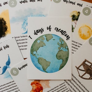 DIGITALE 7 Tage der Schöpfung Schrift Vers Karte | Bibel Verse Schöpfung | Hausschule | Vorschule | Tage der Schöpfung | Entstehung