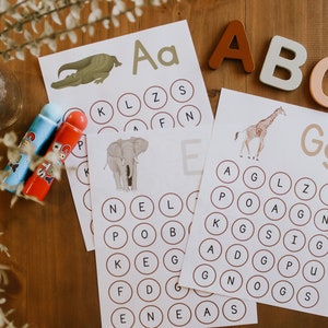 Hojas de trabajo de puntos ABC/ Encuentra la letra / Educación en casa / Preescolar / aprendizaje del alfabeto