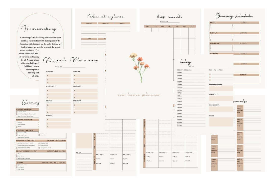 Planning Pages | Homemaking Binder Planner | Meal Planner | Daily ...