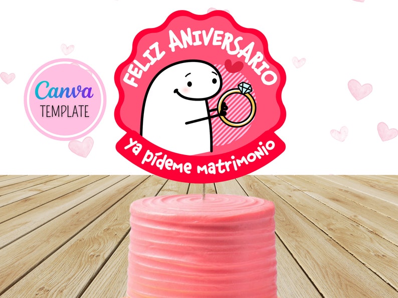 Bundle 6 Cake Topper Flork Feliz Aniversario Te Amo Funny Printable