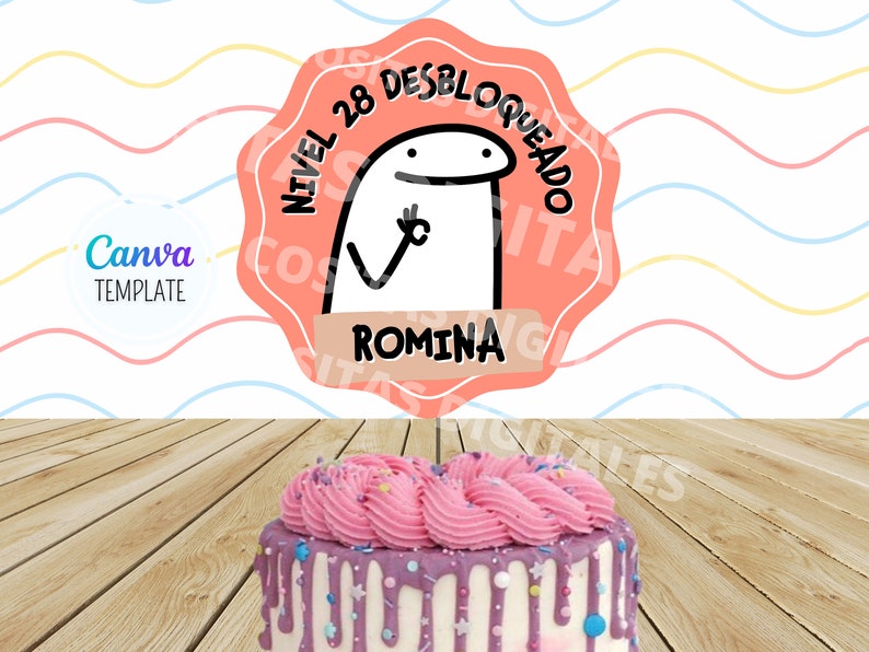 Flork Cake Topper Nivel Desbloqueado Feliz Cumpleaños Divertido