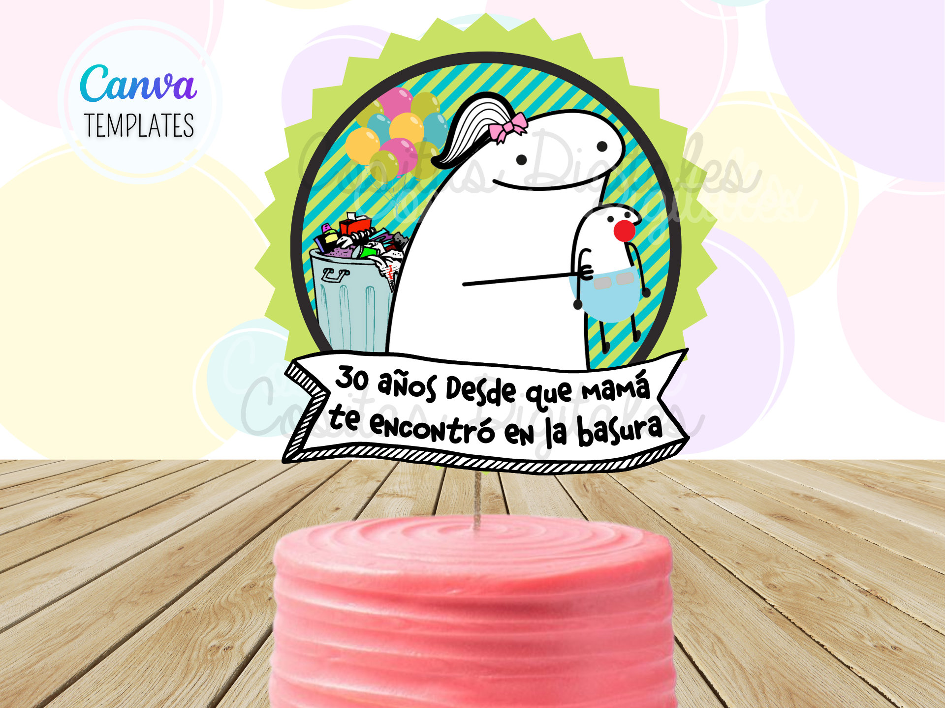 Flork Cake Topper Imprimible Cumpleaños Pero a que costo Meme Editable  Plantilla Funny CANVA Template Descarga Digital Inmediata Download