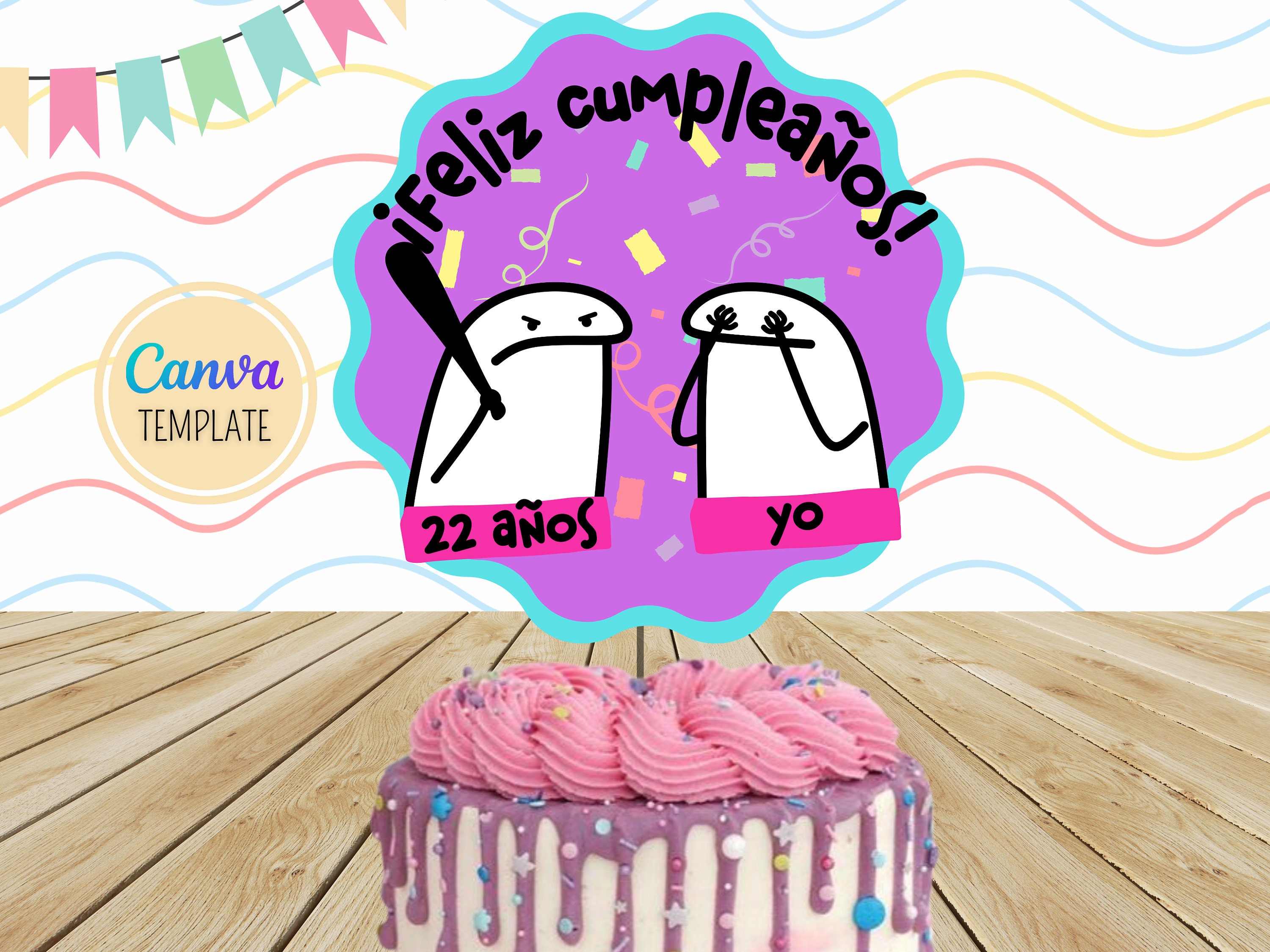 Flork 10 Diseños Cake Topper Editables Personalizable 